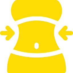 Yellow icon of a slim waist with arrows pointing inward, suggesting weight loss or slimming.